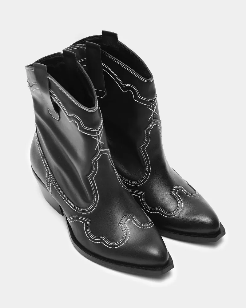 BOHEMA BOHEMA Damen vegan Genähte Cowboystiefel Schwarz, Schwarz, – Produktbild 2 von 2