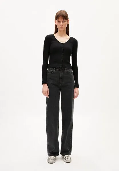 ARMEDANGELS ARMEDANGELS BIANCAA LOLA - Damen Ripp Longsleeve Slim Fit aus Bio-Baumwoll Mix, Black, – Produktbild 4 von 4