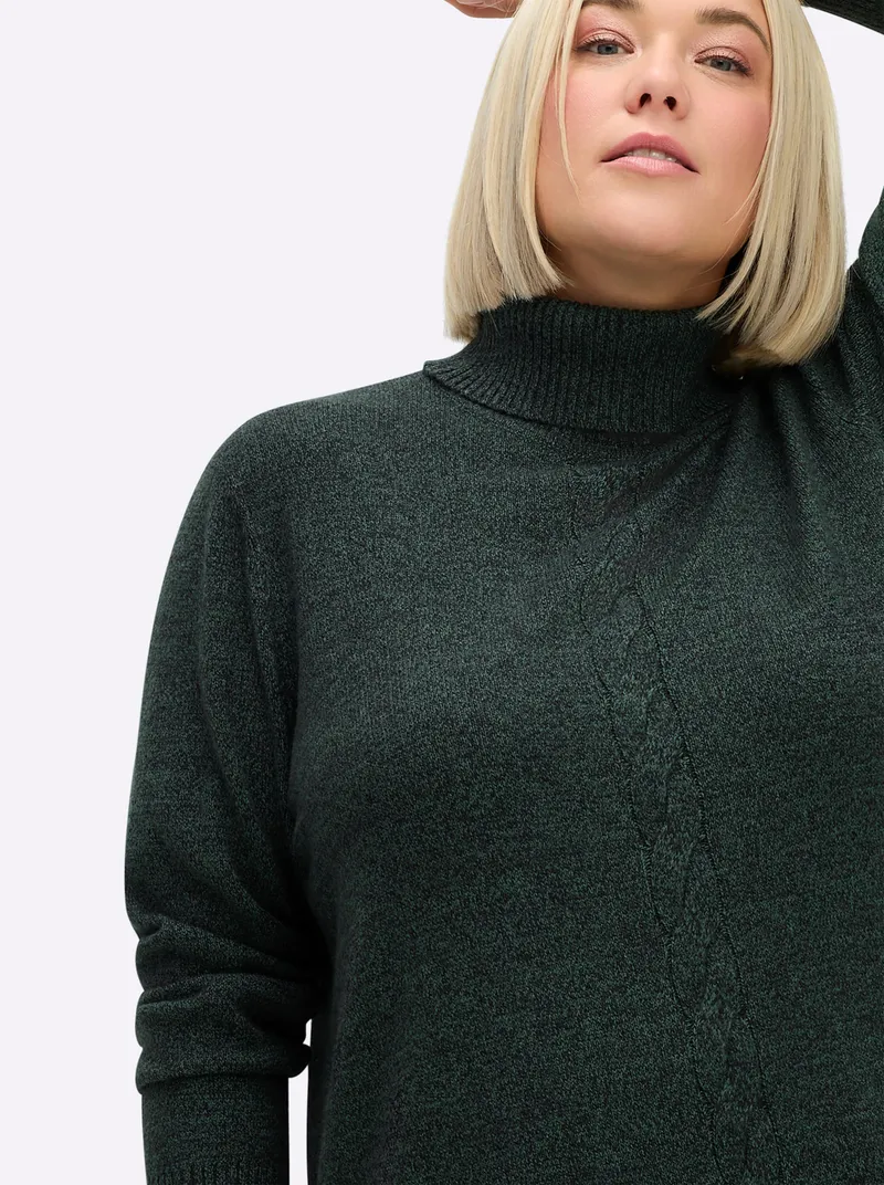 sheego Rollkragenpullover, Moos-meliert, – Produktbild 2 von 2