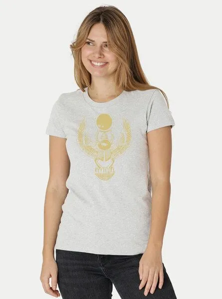 Peaces.bio - handbedruckte Biomode Peaces.bio - handbedruckte Biomode Damen Fit T-Shirt Cheper, Silbergrau, – Produktbild 2 von 2