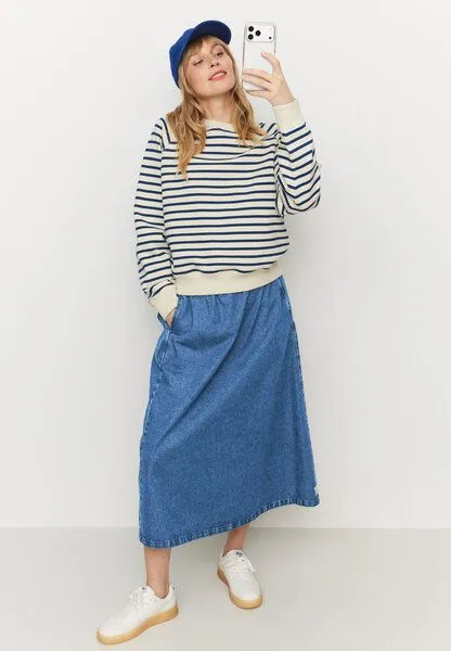 recolution recolution Sweatshirt ALLAMANDA STRIPES, Vintage blue, – Produktbild 4 von 4