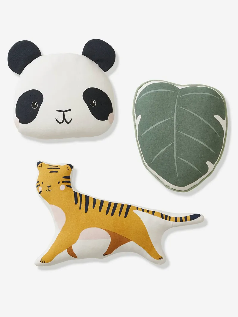 Vertbaudet 3er-Set Deko-Kissen PANDAFREUNDE Kinderzimmer, Wollweiß, – Produktbild 2 von 3