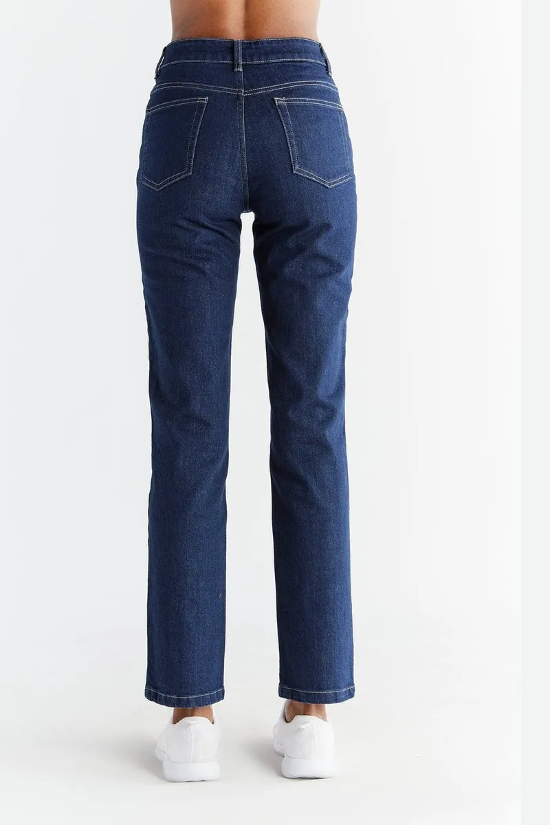 Evermind Evermind Damen vegan Jeans Straight Fit Dunkles Schieferblau, Extra dunkelblau, – Produktbild 1 von 1