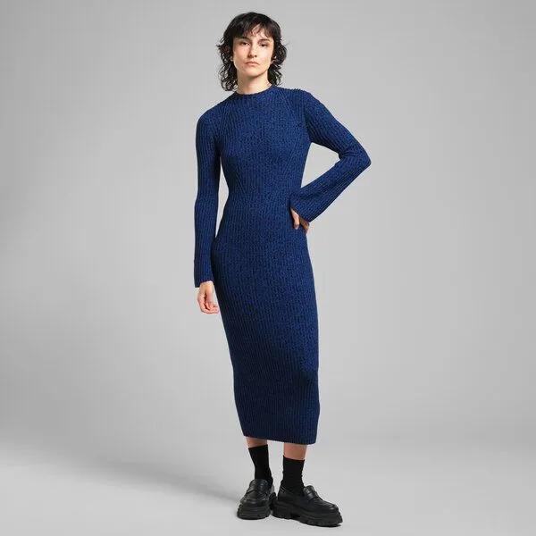 Dedicated DEDICATED Damen Strickkleid Vamlingbo - Blue/Black – Produktbild 1 von 2