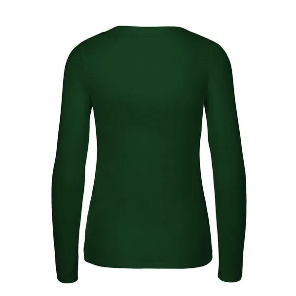 HANDGEDRUCKT HANDGEDRUCKT "Kiwi" Frauen Longsleeve aus reiner Biobaumwolle (kbA), Bottle green, – Produktbild 2 von 3