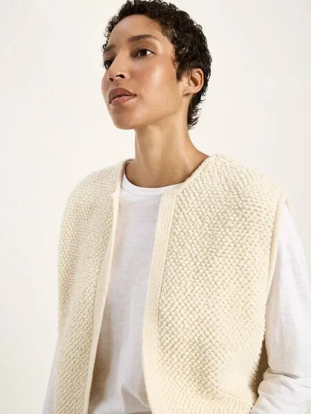 LANIUS LANIUS Bouclé Strickweste aus Bio-Schurwolle und Bio-Baumwolle GOTS, Weiß (off-white), – Produktbild 4 von 4