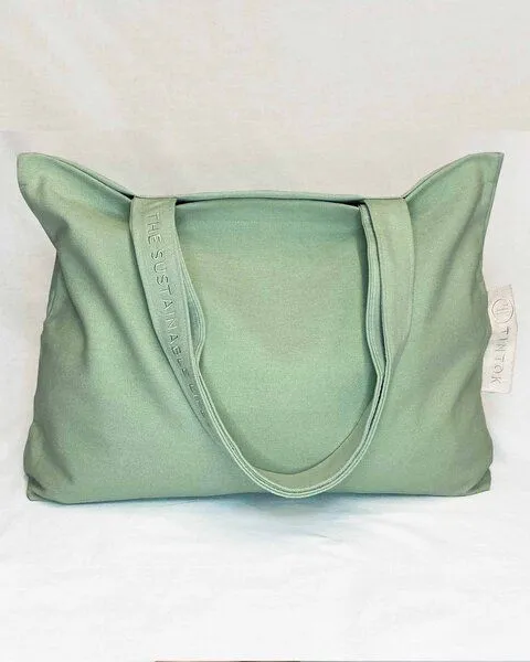 TINTOK TINTOK Rima Canvas Tasche 100 % Bio-Baumwolle GOTS-zertifiziert, Pastel green, – Produktbild 3 von 4