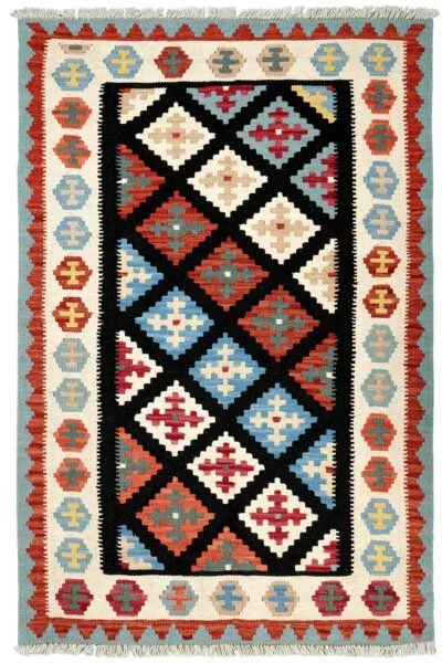 Rugtales Kelim Gashgai „Rugtales“ aus Schurwolle, Schwarz, – Produktbild 3 von 4