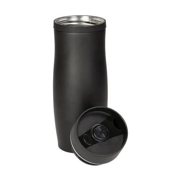 elasto elasto Thermobecher 350 ml doppelwandig isoliert „Milano“ aus Edelstahl, Schwarz, – Produktbild 4 von 5