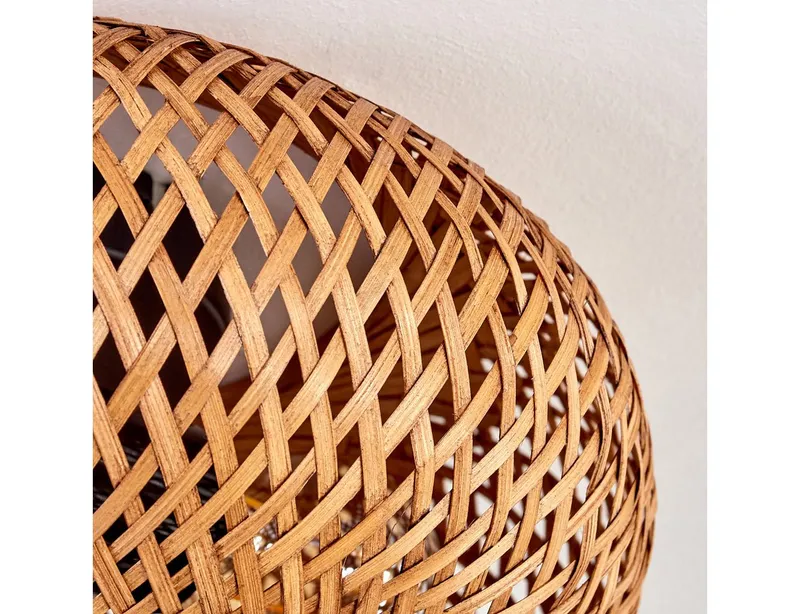 hofstein Deckenleuchte moderne Deckenlampe aus Metall/Bambus/Holz in Schwarz/Natur, ohne Leuchtmittel, Boho-Design Deckenleuchte,Lichteffekt, Ø30cm, 2xE27, ohne Leuchtmittel, Beige|schwarz, – Produktbild 3 von 5