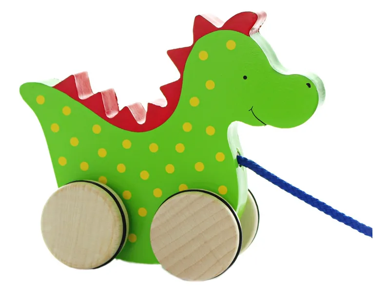 Goki goki Nachziehtier Drache aus Holz 15,5 x 5,4 x 12,5 cm, Grün, – Produktbild 1 von 1