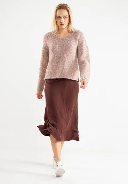 Alma & Lovis Alma & Lovis Midi-Rock aus Tencel und Wolle | Wool-Ten Rock, Feige (bordeaux), – Produktbild 1 von 2