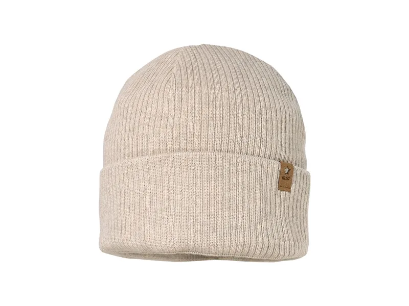 Maximo Baby und Kinder Beanie mit Umschlag Bio-Baumwolle Strick beige-meliert Gr. 55, Braun, – Produktbild 1 von 2