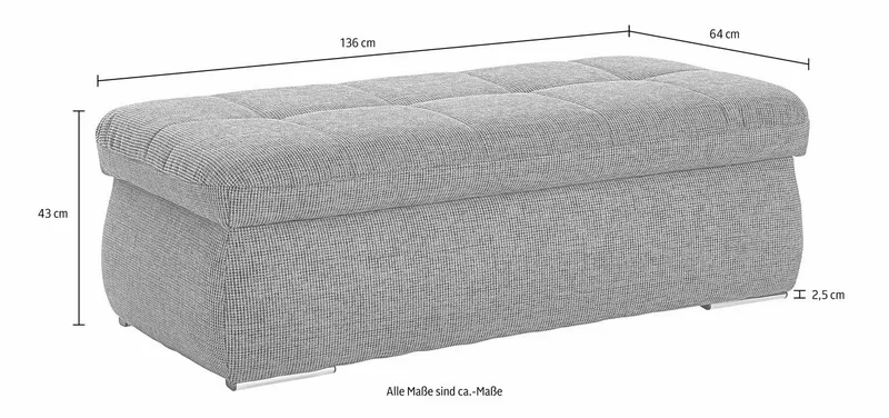 DOMO collection Hocker NMORIC, mit Stauraumfach, auch in Cord, Blau, – Produktbild 5 von 5