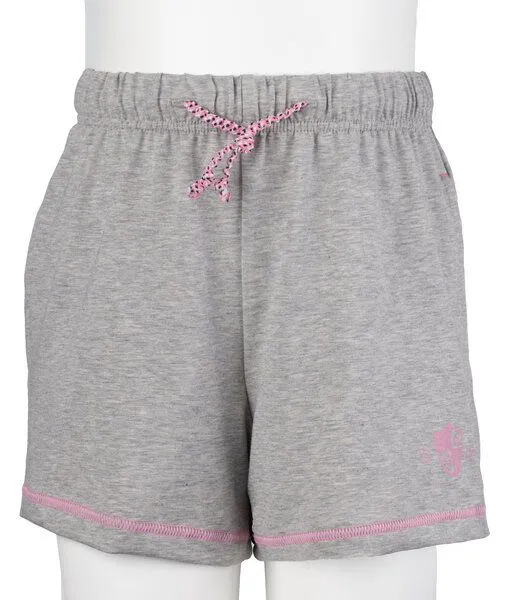 Haasis Bodywear Haasis Bodywear Mädchen Short kurz mit Seitentaschen und Motivdruck, Single Jersey mit Elasthan, reine Bio Baumwolle, GOTS zertifiziert, Made in Europe, Graumeliert, – Produktbild 1 von 4