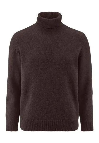hessnatur hessnatur Rollkragen-Pullover Regular aus Bio-Merinowolle und Bio-Baumwolle, Kakao braun, – Produktbild 2 von 3
