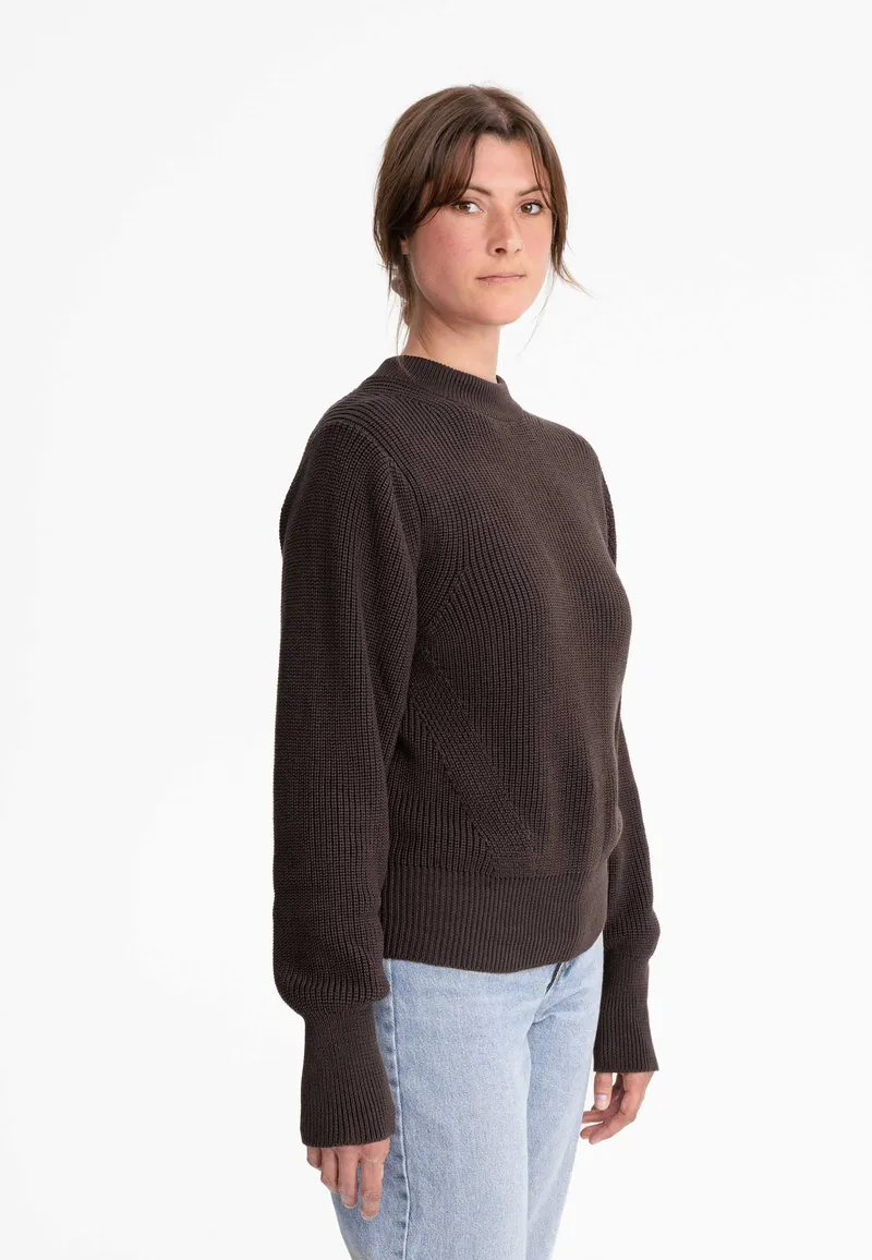 MELA MELA Damen vegan Strickpullover Riya Dunkelbraun, Dunkelbraun, – Produktbild 1 von 2