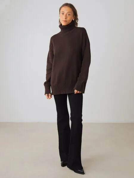 Honest Basics Honest Basics Damen Chunky Rollkragenpullover aus 100% Bio-Baumwolle, Torf, – Produktbild 4 von 4