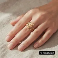 ELEKTROPULLI ELEKTROPULLI Größenverstellbarer Fine Round Ring, Gold, – Produktbild 1 von 1