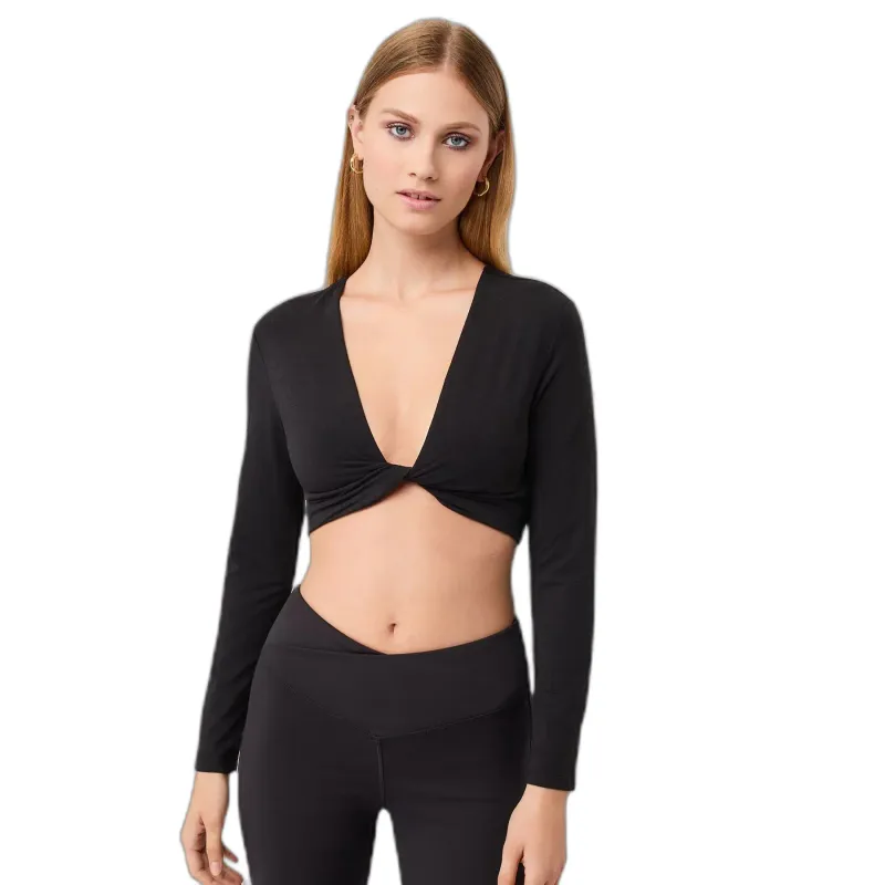 mandala Damen Langarm-T-Shirt mit gedrehtem Vorderteil Mandala, Rouge, – Produktbild 1 von 1
