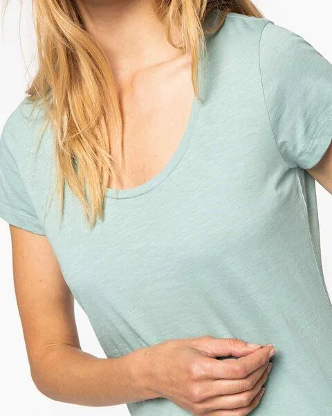 YTWOO YTWOO Damen-T-Shirt mt Slub Optik aus 100% Bio-Baumwolle, Hellgrün, – Produktbild 4 von 4