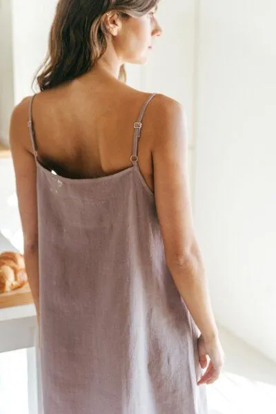 AmourLinen AmourLinen Nachthemd Dreamy, Lila (dusty lavender), – Produktbild 3 von 4