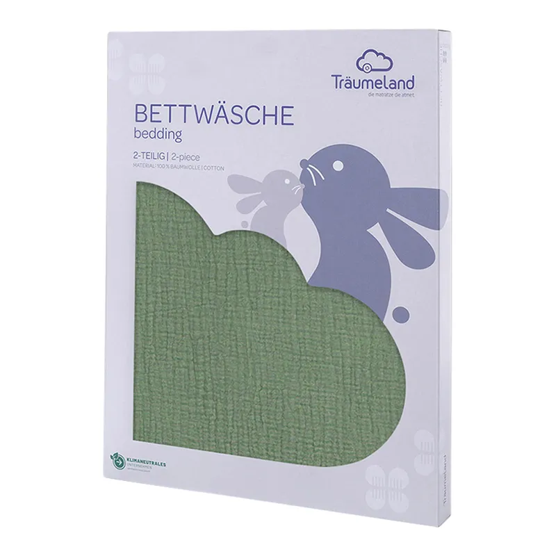 Träumeland Träumeland Bettwäsche Baumwollmusselin 40x60 / 100x135 cm, Gruen, – Produktbild 2 von 3