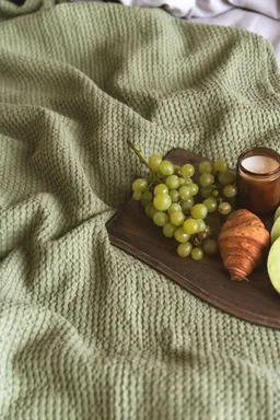 AmourLinen AmourLinen unisex vegan Decke Waffel Moosgrün – Produktbild 1 von 1