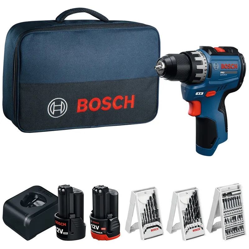 Bosch Professional Bosch Professional Bosch Akku-Bohrschrauber GSR12V-31, incl. 2x Akku GBA 2 / 3 Ah, Ladegerät, Zubehör, Werkzeugtasche – Produktbild 1 von 1
