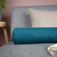 nahtur-design nahtur-design Nackenrolle mit Bezug aus 100% Leinen und Füllung mit Merinowolle oder Dinkelspelz, Petrol, – Produktbild 2 von 4