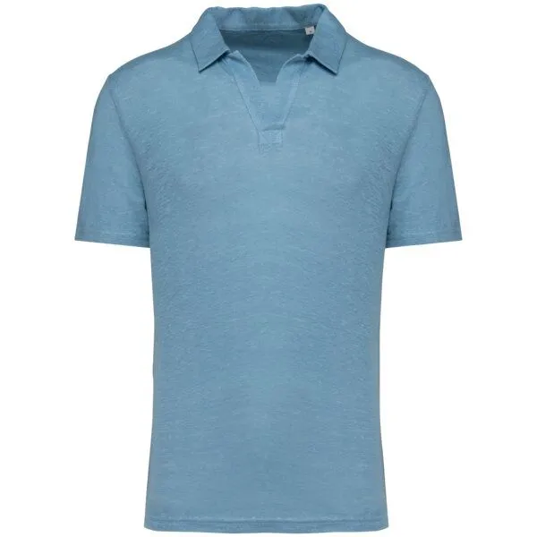 Greenspired Greenspired Herren Polohemd aus reinem Leinen S-3XL, Meliertes blau, – Produktbild 1 von 1