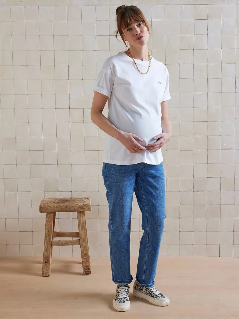 Vertbaudet Kurzärmeliges Umstands-Shirt BASIC, Weiß, – Produktbild 2 von 4