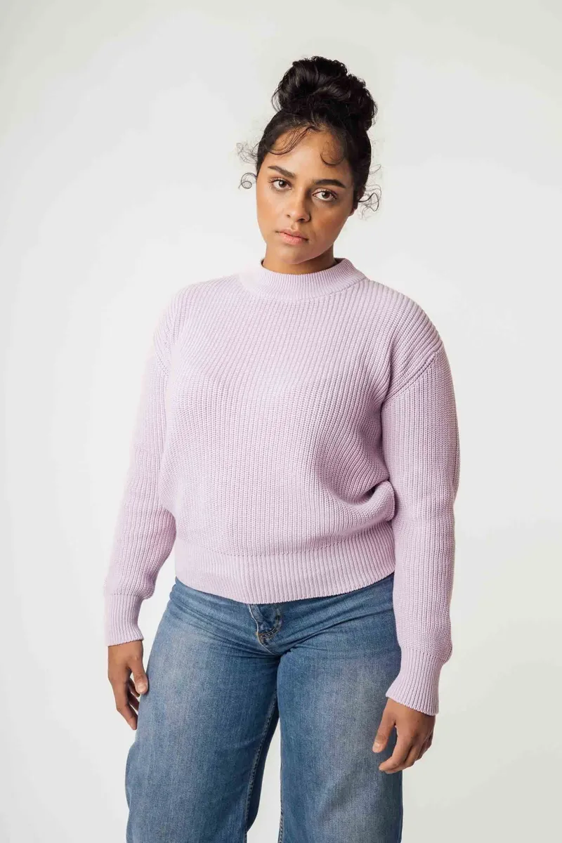 MELA MELA Damen vegan Rippenstrickpullover Manika Flieder, Lila, – Produktbild 2 von 2