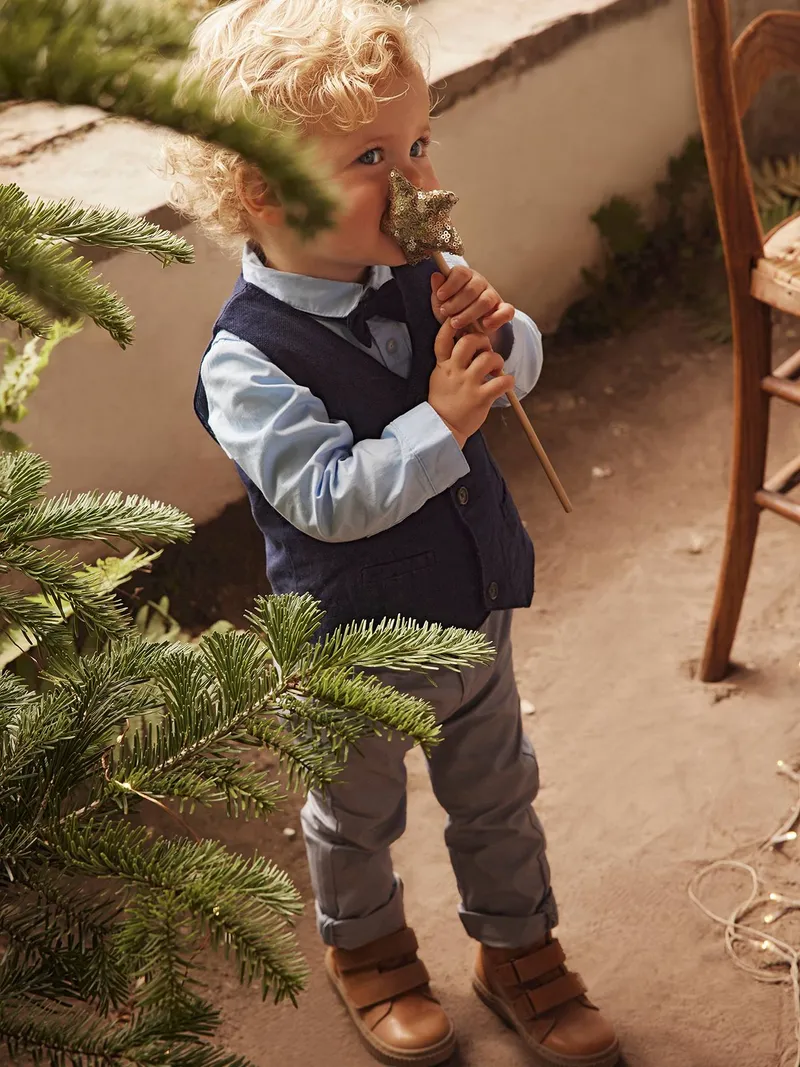 Vertbaudet Vertbaudet Festliches Jungen Baby-Set, Blau/nachtblau/grau, – Produktbild 2 von 4