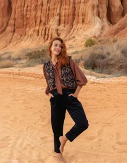 WiDDA WiDDA Damen vegan Weste Mia Jacquard Dunkelblau – Produktbild 1 von 1