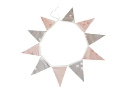 HANS NATUR Wimpelkette Girlande 10 Wimpel Bio-Baumwolle Sterne rosa Maße 20 x 234 cm – Produktbild 1 von 1