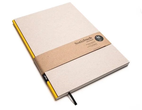 tyyp tyyp Nachhaltiges großes Design-Notizbuch (Recyclingkarton), Gelb, – Produktbild 1 von 4