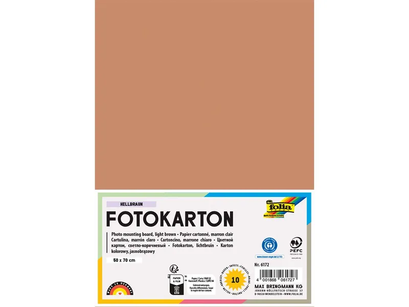 folia folia Fotokarton, 300 g/m², 50 x 70 cm, 10 Bogen, hellbraun – Produktbild 1 von 1