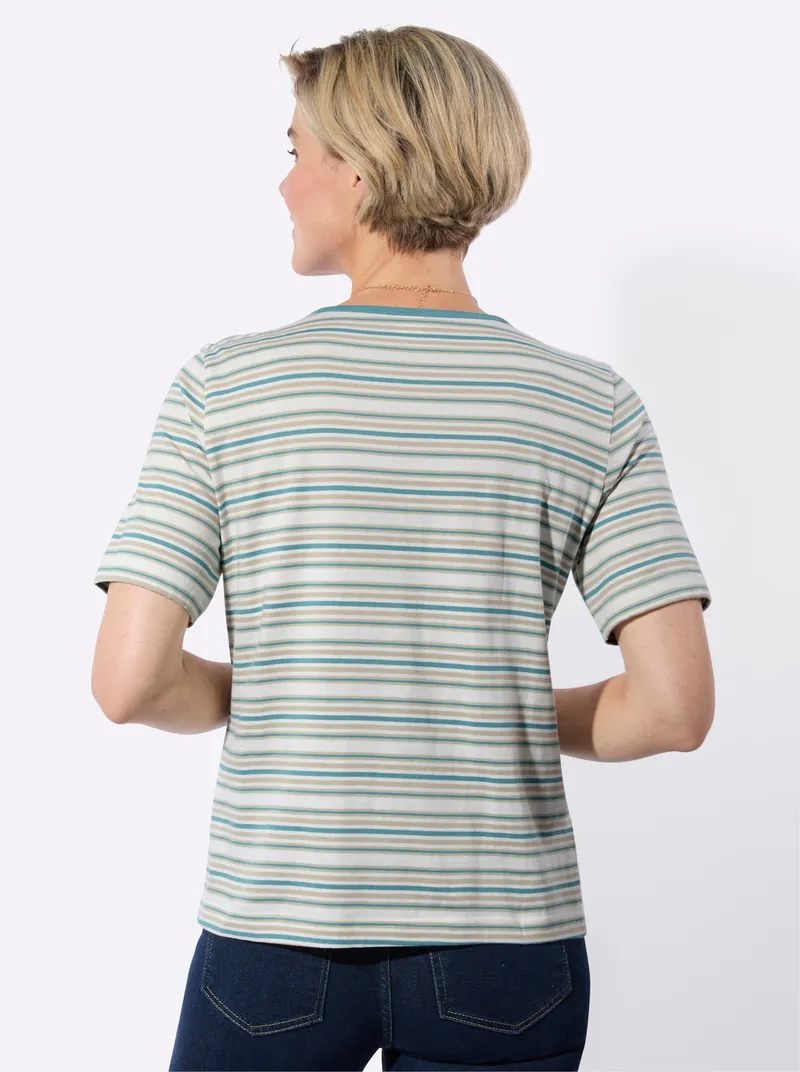 Witt Shirt ecru-ozean-geringelt, Ecru-ozean-geringelt, – Produktbild 2 von 2