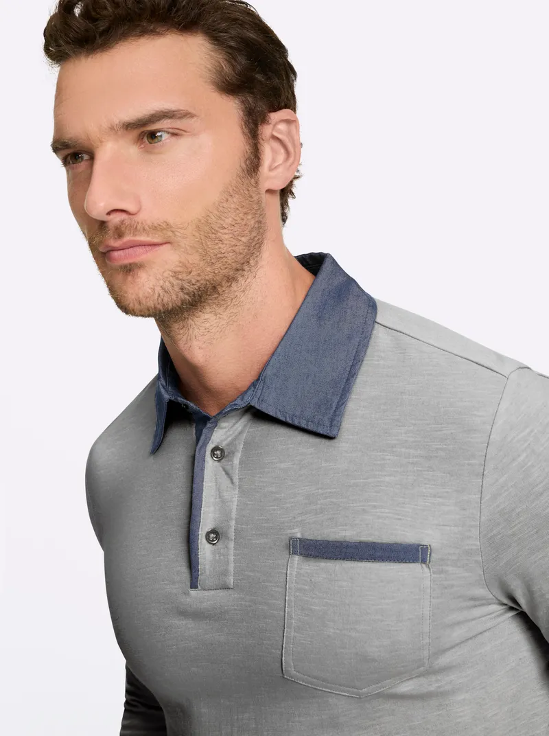marco donati Langarmshirt grau-meliert, Grau-meliert, – Produktbild 2 von 2
