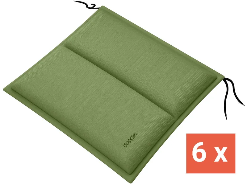 Doppler doppler Sitzkissen "CITY" mit Längssteppung, 6er-Pack, 48x48x6 cm, Polyester, grün – Produktbild 1 von 1