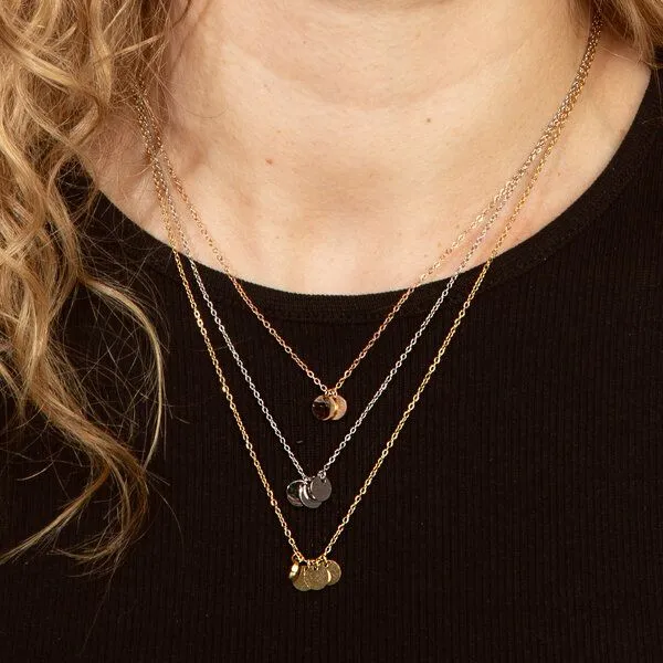 ELEKTROPULLI Kreis Kette mit 2,3 oder 4 Münzen in 6mm mit 42+8 cm langer Kette von Elektropulli, Silber 3er, – Produktbild 4 von 4