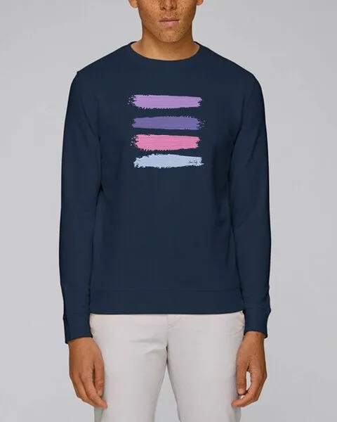 Human Family Human Family Bio Unisex Rundhals-Sweatshirt - "Araise - Acryl Stripes", Navy, – Produktbild 2 von 2