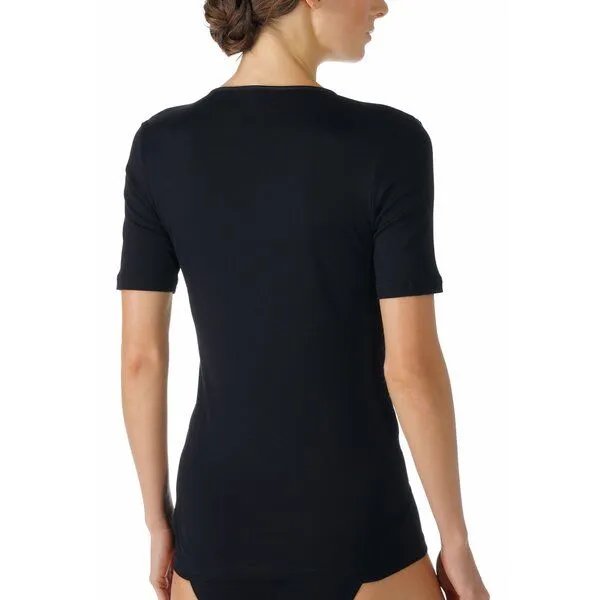 mey Mey Damen Spencer halbarm Shirt Noblesse aus PIMA Baumwolle 26807, Schwarz, – Produktbild 2 von 2
