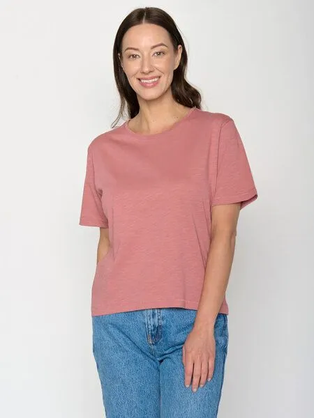 GreenBomb GREENBOMB Basic Nova - Kastiges T-Shirt aus Bio-Baumwolle / GOTS / Fair & Vegan, Rosa (dark rose), – Produktbild 1 von 4