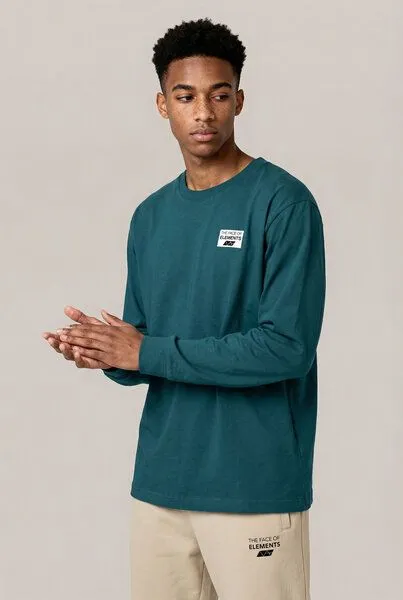 THE FACE OF ELEMENTS The Face of Elements Pulse - Longsleeve aus 100% Bio-Baumwolle, Algae (grün), – Produktbild 2 von 3