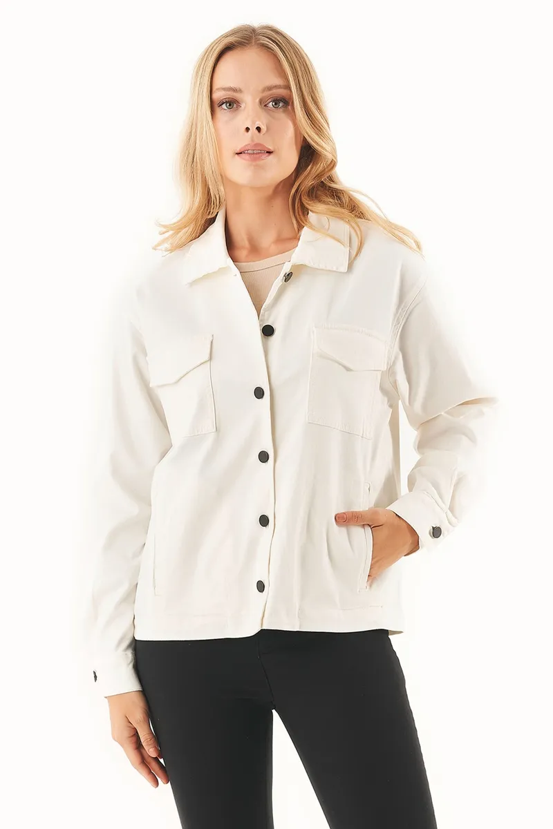ORGANICATION ORGANICATION Damen vegan Hemdjacke Bio-Baumwollmischung Weiß, Weiß, – Produktbild 2 von 2