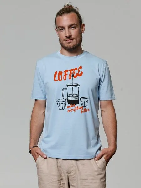 watapparel watapparel T-Shirt Unisex Coffee makes everything better, Blue soul, – Produktbild 1 von 4