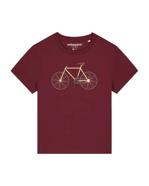 watapparel watapparel T-Shirt Frauen Yellow Bike, Burgundy, – Produktbild 1 von 3