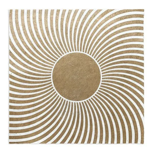 Veskor Cassiopeia Veskor Cassiopeia PSYCHEDELIC SUN Op-Art Linoldruck | 40 x 40 cm | Gold auf Naturweiß – Produktbild 1 von 4